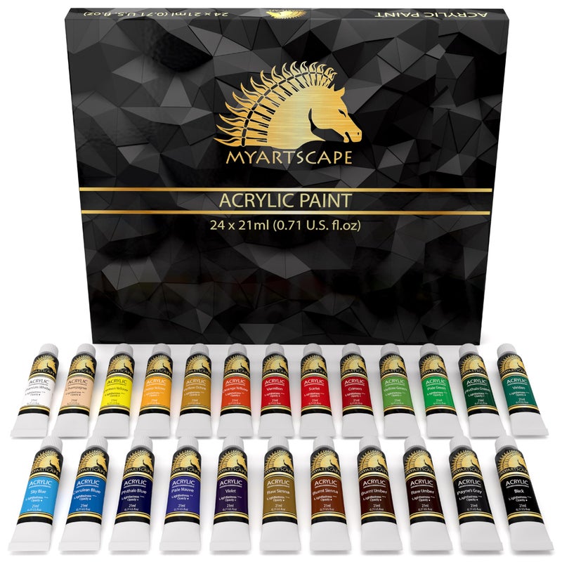 MyArtscape Acrylic Paint Set - 24 x 21ml Tubes - Lightfast - Heavy Body - Image 1